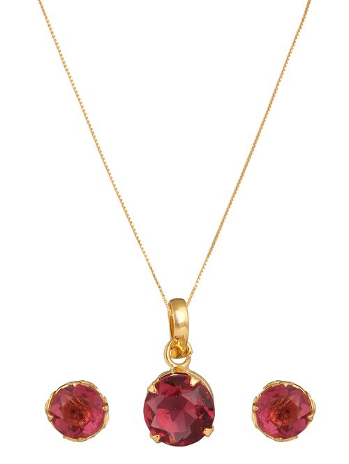 pink gold plated pendant and earrings - 11367149 - Very Small Image - 1