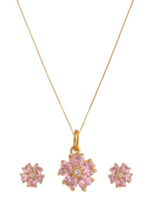 pink gold plated pendant and earrings - 11367180 - Standard Image - 1