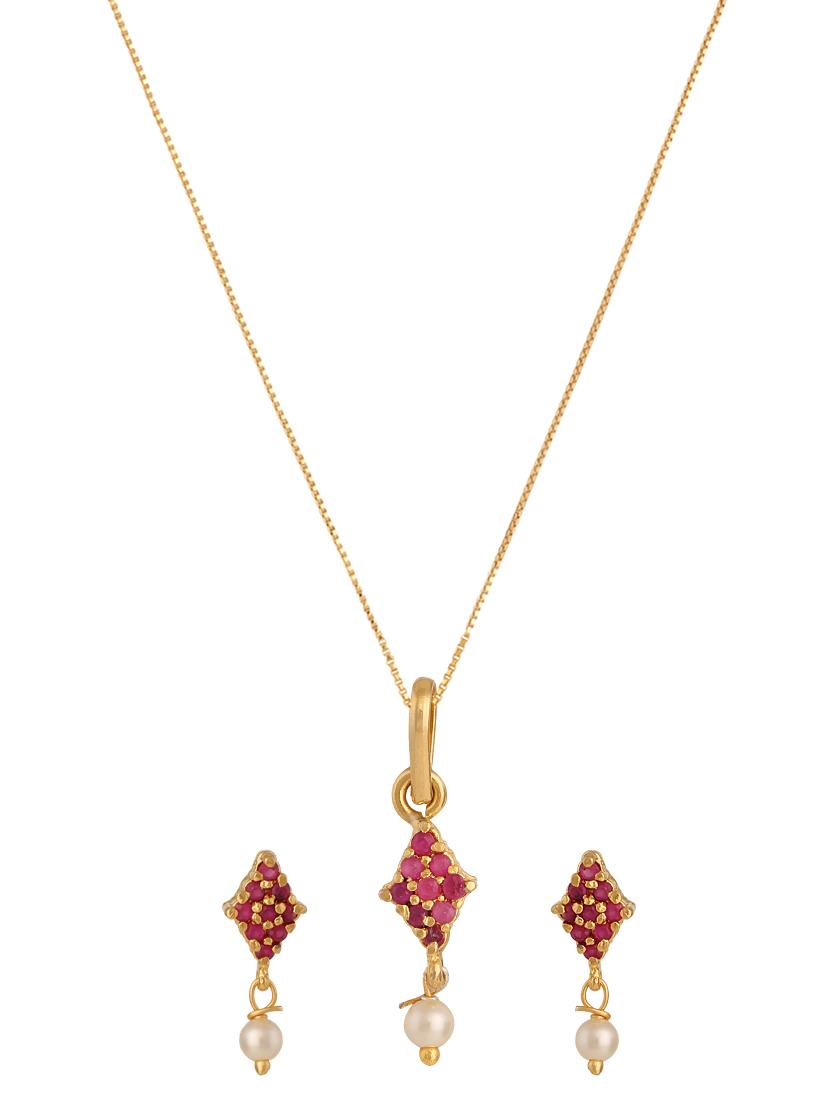 pink gold plated pendant and earrings - 11367188 - Zoom Image - 1