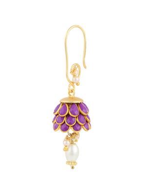 purple gold plated jhumka earrings - 11368422 - Standard Image - 2