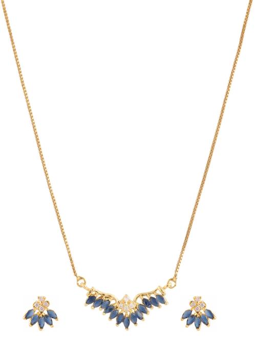 blue gold plated pendant and earrings - 11368979 - Very Small Image - 1