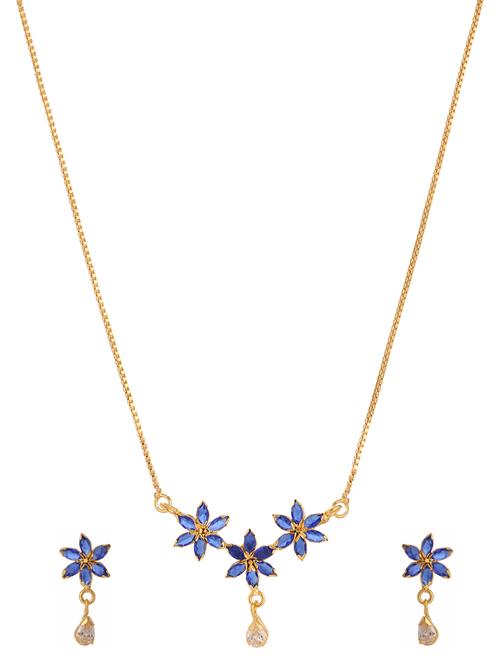 blue gold plated pendant and earrings - 11369030 - Standard Image - 1