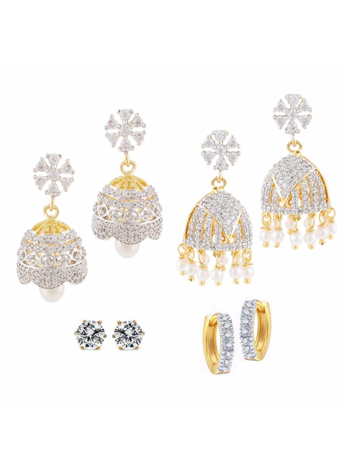 white gold plated drop (set of 4) earrings - 11370226 - Zoom Image - 1