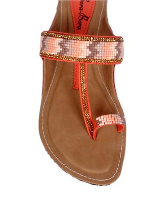coral embellished faux leather kolhapuri - 11374271 - Standard Image - 4