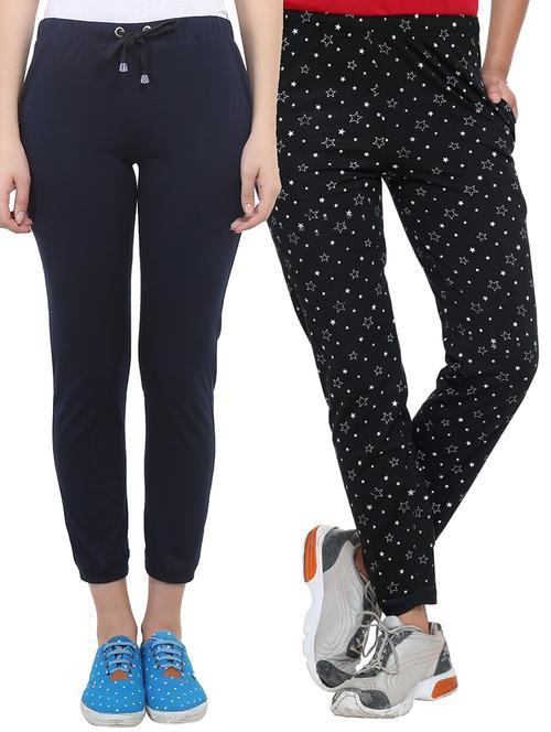black and navy blue cotton track pants (set of 2) - 11375534 - Standard Image - 1