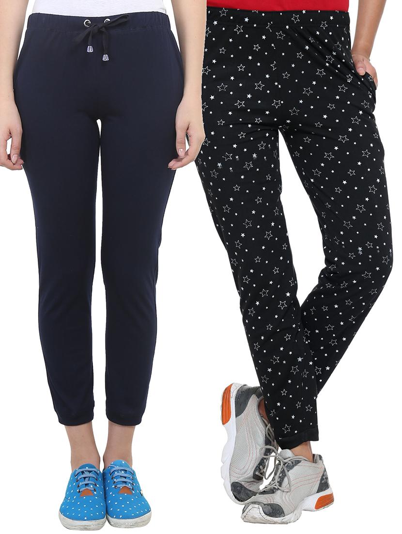 black and navy blue cotton track pants (set of 2) - 11375534 - Zoom Image - 1