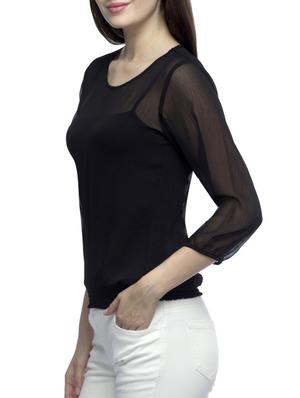 black poly chiffon regular top - 11380347 - Standard Image - 2
