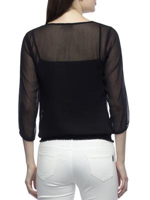 black poly chiffon regular top - 11380347 - Standard Image - 3