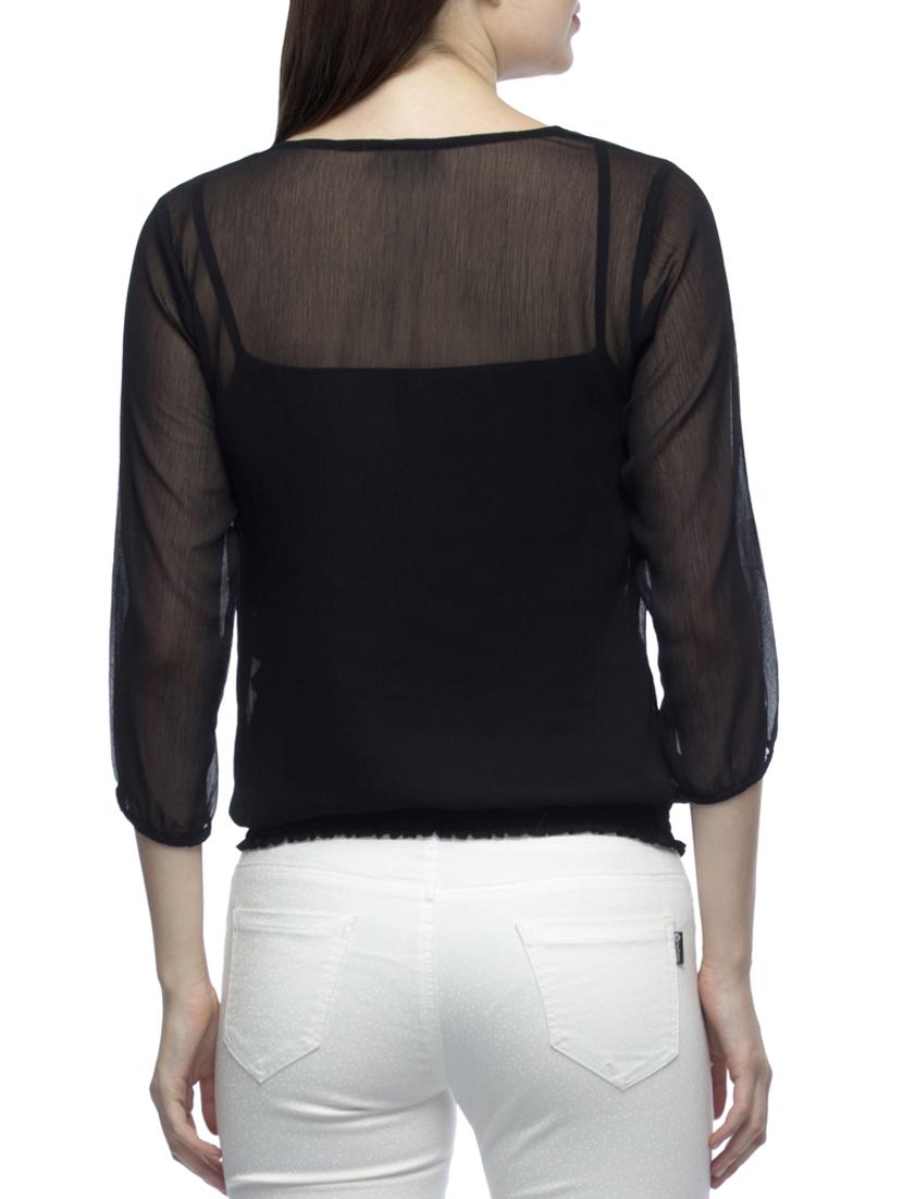 black poly chiffon regular top - 11380347 - Zoom Image - 3