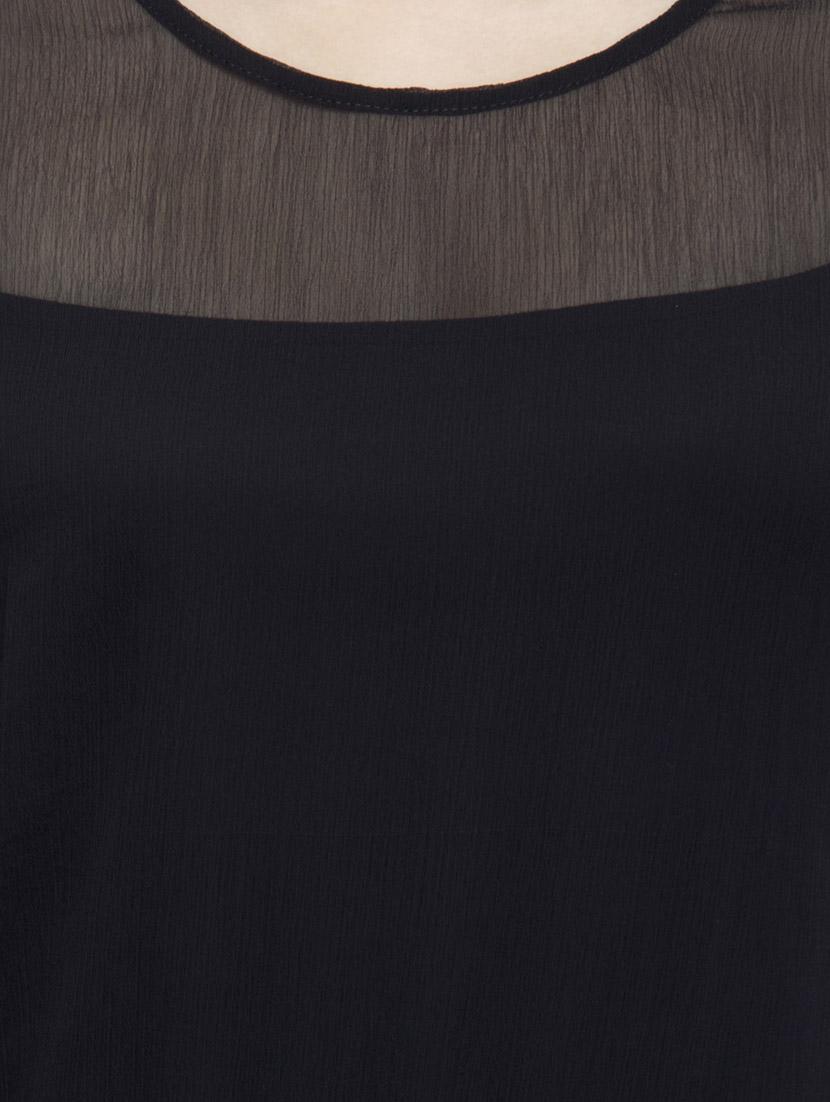black poly chiffon regular top - 11380347 - Zoom Image - 4