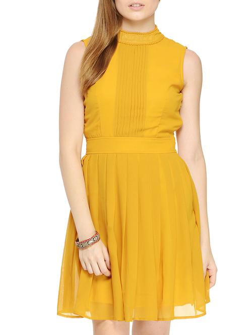 yellow georgettefit & flare dress - 11382103 - Standard Image - 1