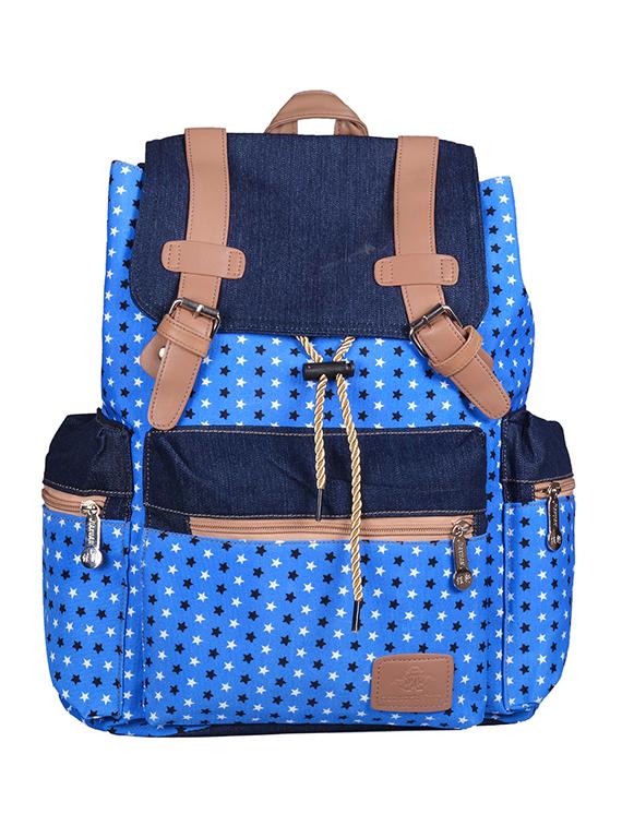 blue canvas printed backpack - 11383083 - Zoom Image - 1