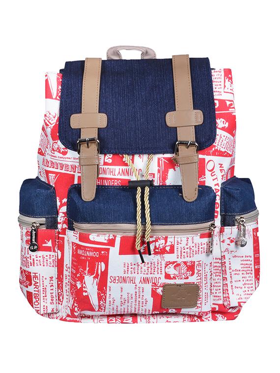 multi coloured canvas printed backpack