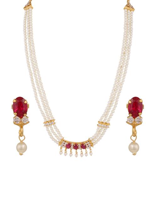 pink gold plated necklaces and earring - 11383110 - Standard Image - 1
