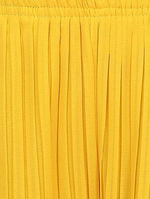 solid yellow georgette pleated palazzo - 11384266 - Standard Image - 4