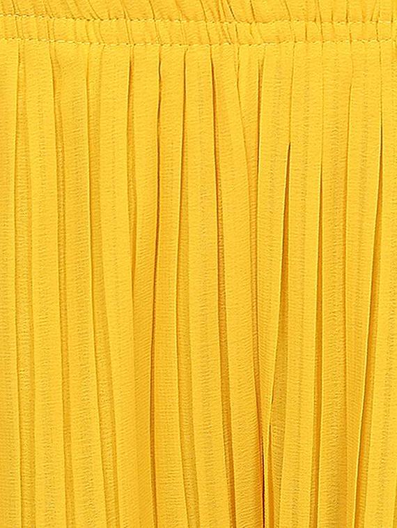 solid yellow georgette pleated palazzo - 11384266 - Zoom Image - 4