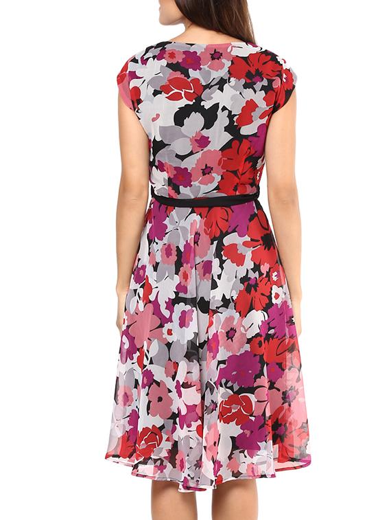 tie front floral a-line dress - 11384741 - Zoom Image - 3