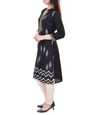black printed cotton kurta - 11385176 - Standard Image - 2