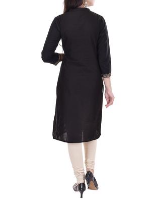 black printed cotton kurta - 11385176 - Standard Image - 3