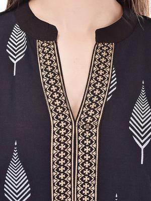 black printed cotton kurta - 11385176 - Standard Image - 4