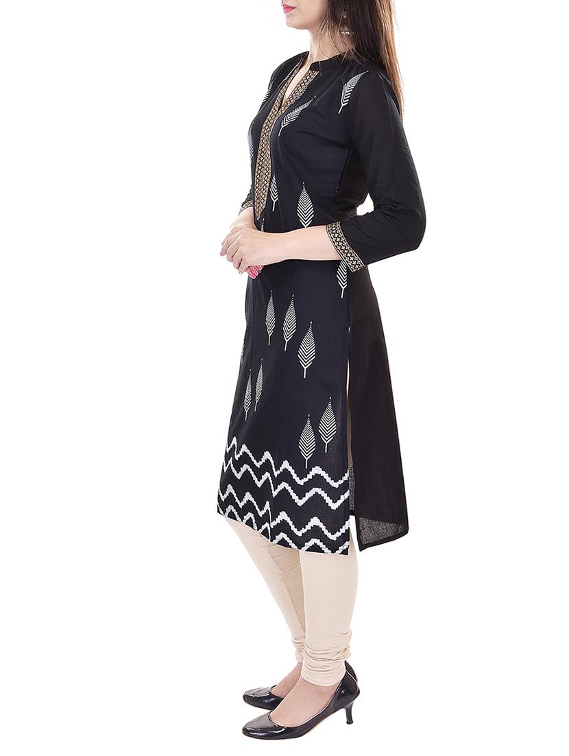 black printed cotton kurta - 11385176 - Zoom Image - 2
