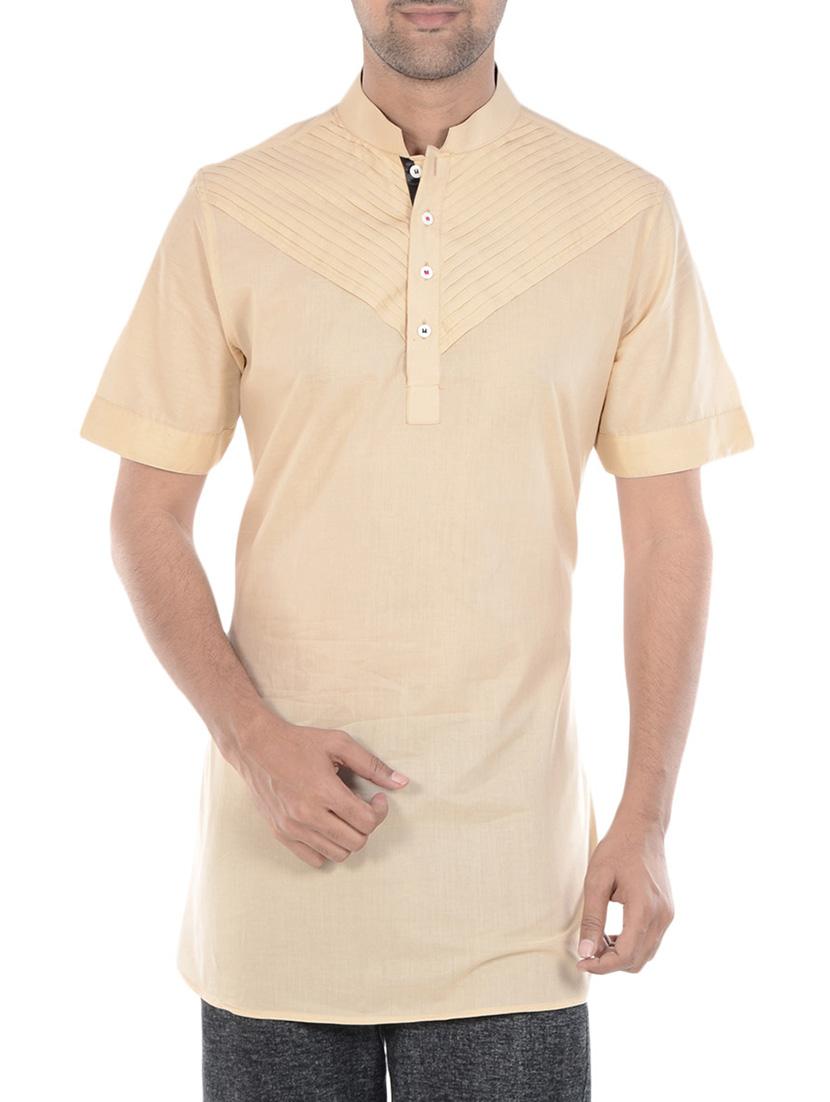 beige cotton kurta - 11388852 - Zoom Image - 1