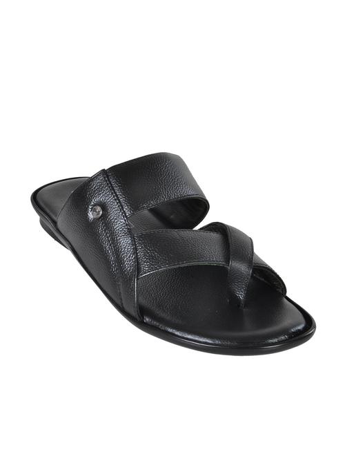 black leather slip on slippers - 11398631 - Standard Image - 1
