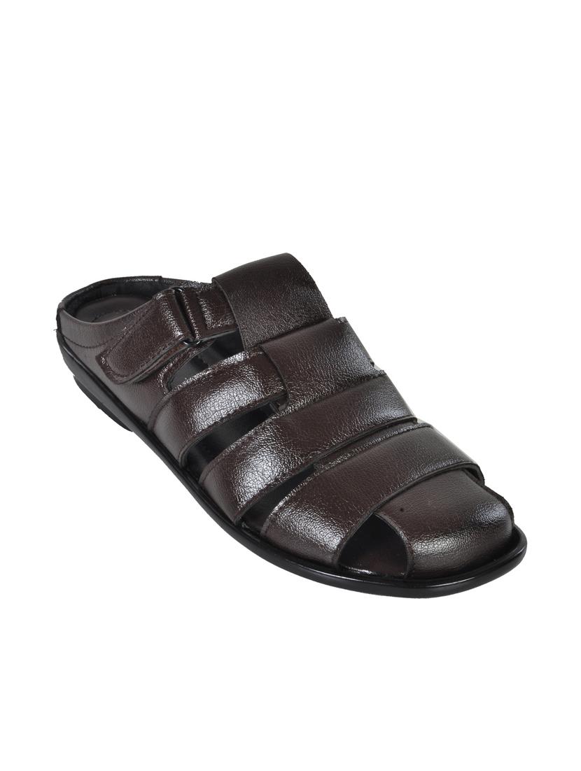 brown slip on leather floaters - 11398632 - Zoom Image - 1