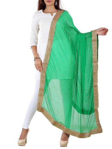 green chiffon plain dupatta - 11402641 - Very Small Image - 1