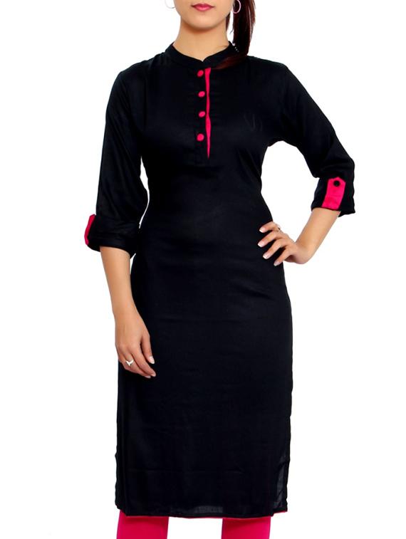 black viscose kurta - 11403363 - Zoom Image - 1