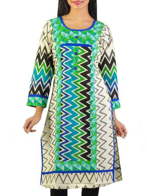 multi colored printed cotton kurta - 11405615 - Standard Image - 1