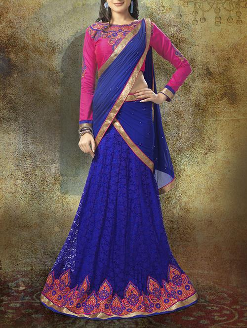 blue net lehenga - 11406084 - Very Small Image - 1