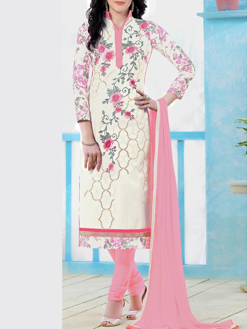 embroidered unstitched churidaar suit