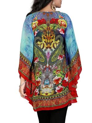 multi colored georgette printed kaftan - 11412908 - Standard Image - 3