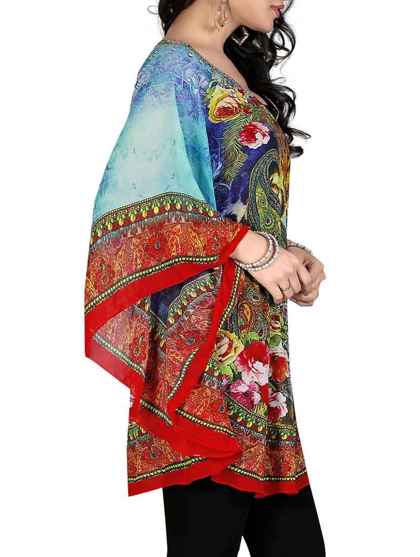 multi colored georgette printed kaftan - 11412908 - Zoom Image - 2