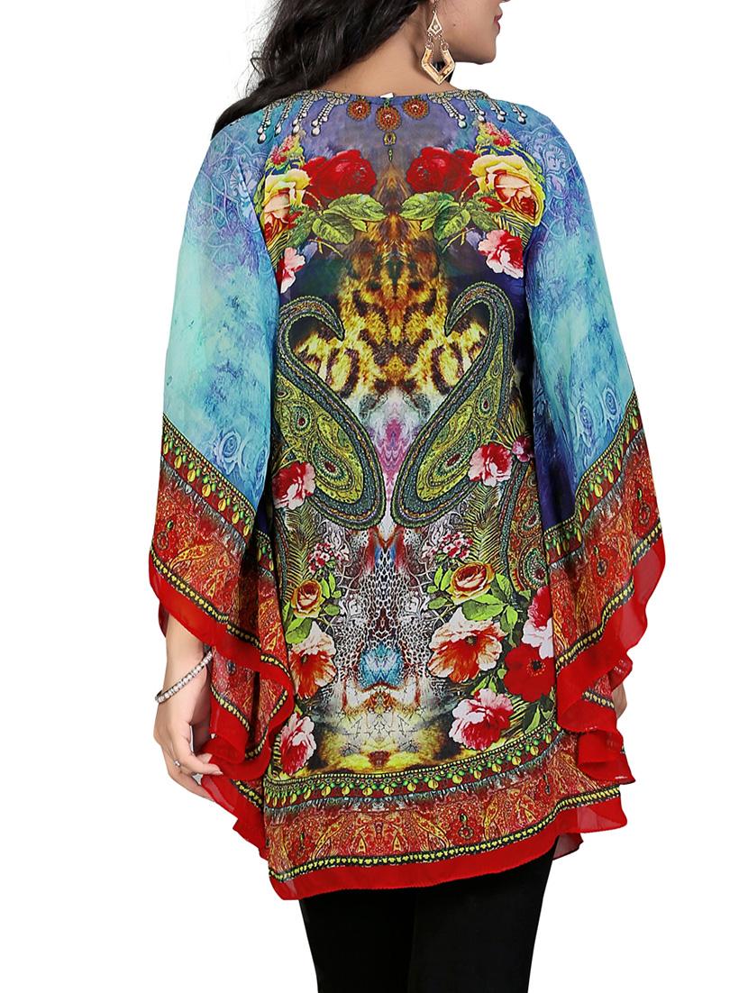 multi colored georgette printed kaftan - 11412908 - Zoom Image - 3