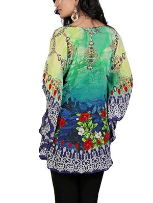 multi colored georgette printed kaftan - 11412910 - Standard Image - 3