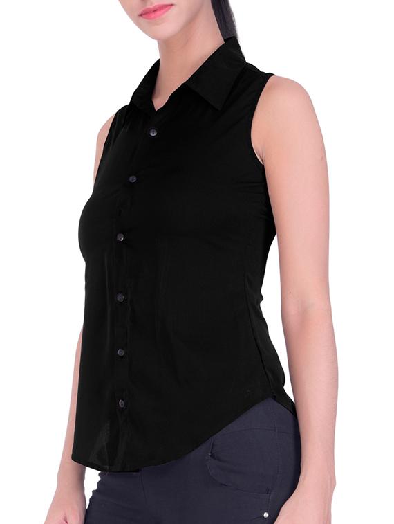 curved hem sleeveless shirt - 11418320 - Zoom Image - 2