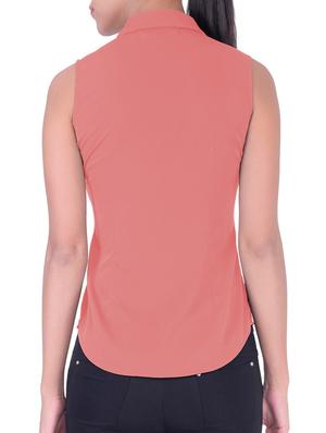 curved hem peach shirt - 11418325 - Standard Image - 3