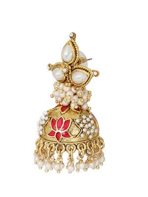 gold pearl embellished ethnic jhumkas - 1142023 - Standard Image - 2