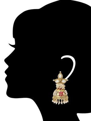 gold pearl embellished ethnic jhumkas - 1142023 - Standard Image - 3