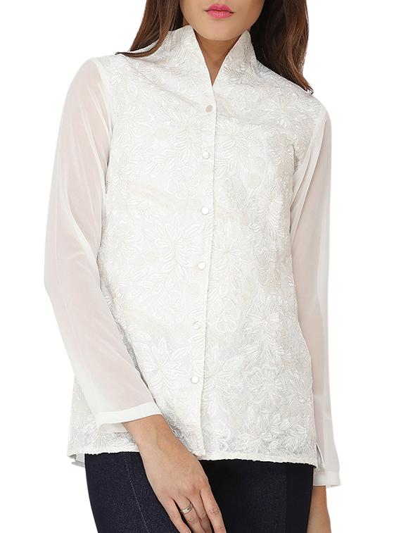white georgette regular shirt - 11429222 - Zoom Image - 1