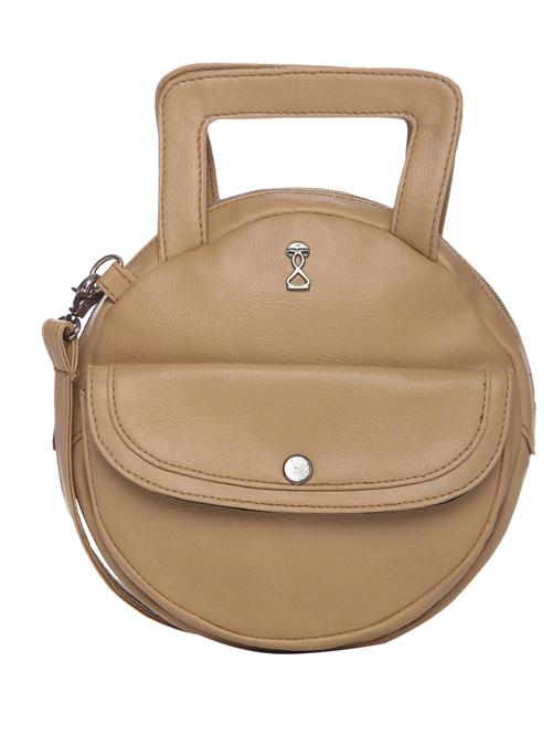 solid dark beige leatherette sling bag - 11429676 - Standard Image - 1