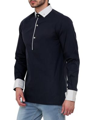 black cotton short kurta - 11431673 - Standard Image - 2