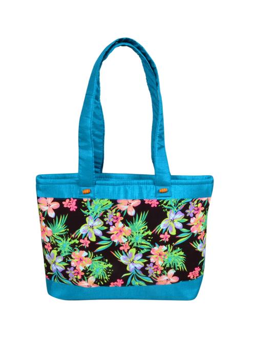 blue floral printed silk shopping bag - 11432335 - Standard Image - 1