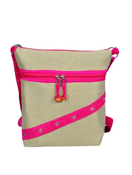 beige and pink silk sling bag - 11432337 - Standard Image - 1
