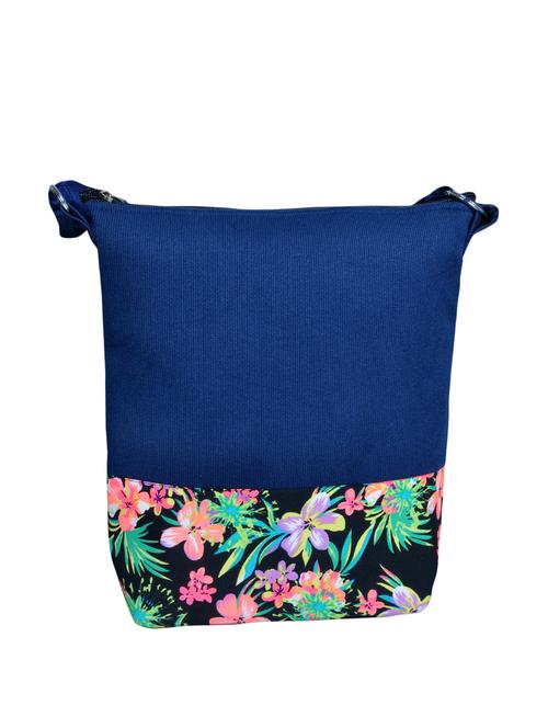blue floral printed suede sling bag - 11432338 - Standard Image - 1