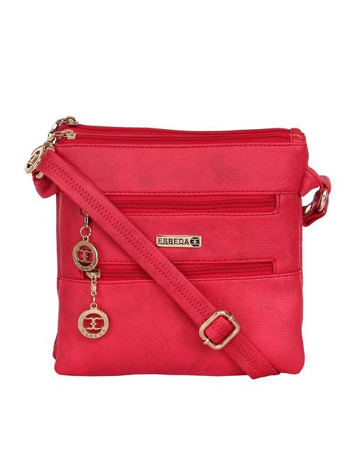 solid red faux leather sling bag - 11438396 - Standard Image - 1