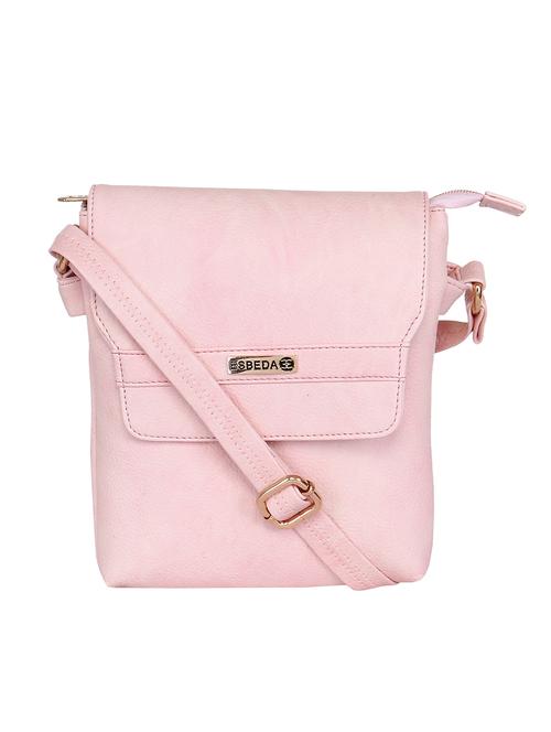 solid baby pink faux leather sling bag - 11438402 - Standard Image - 1