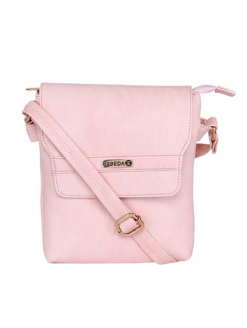 solid baby pink faux leather sling bag - 11438402 -  Standard Image - 0